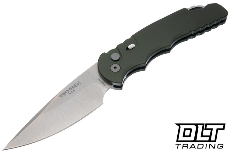 Pro-Tech TR-4 - Green Aluminum - Stonewashed MagnaMax Blade