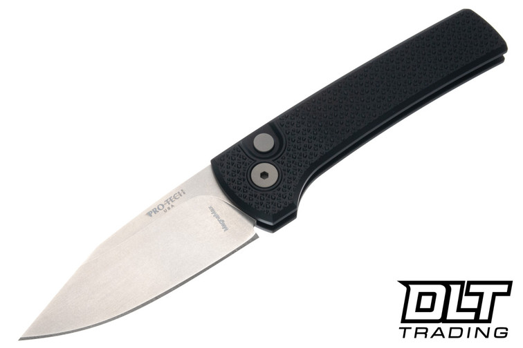 Pro-Tech Ramon Chavez Scapegoat - Black Carbide Textured Aluminum - Stonewashed MagnaMax Blade