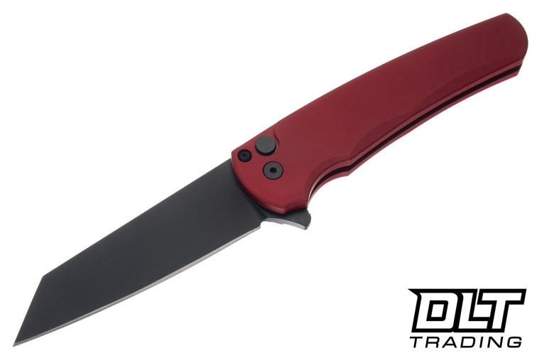 Pro-Tech Malibu - Red Aluminum - Black DLC MagnaCut Reverse Tanto Blade