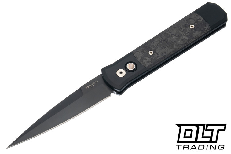 Pro-Tech Godfather - Black Aluminum - Black TechnoCarbo Carbon Fiber Inlay - Black DLC 154-CM Blade
