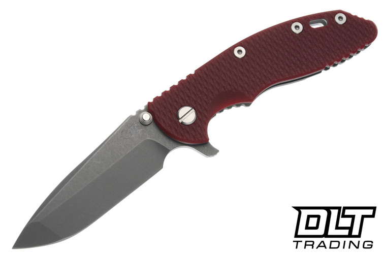 Hinderer 3.5" XM-18 Spanto MagnaCut - Working Finish Titanium & Blade - Red G-10