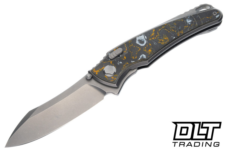 Hawk Talon - Titanium Handle - Neon Orange CamoCarbon Overlay - Brightwash M390 Blade