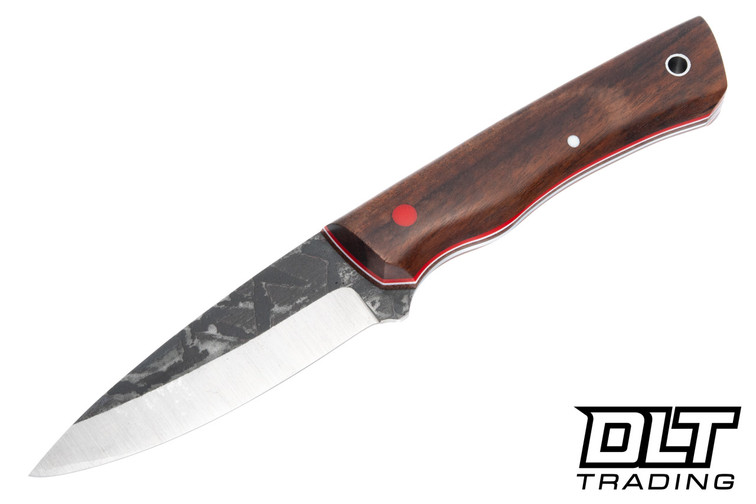 Darlington Edgecraft Freyja - Tiger Wood - Red & White G-10 Pinstripes - Natural Micarta Liners - Tapered Nitro-V Blade - Convex Grind