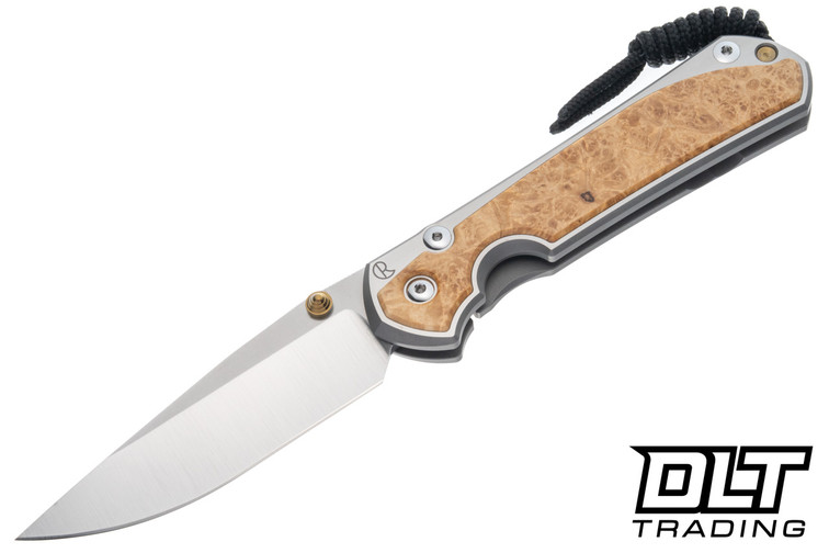 Chris Reeve Large Sebenza 31 - Polished Titanium & Blade - Box Elder Inlay - #52