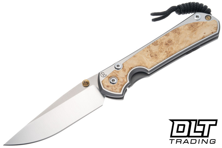 Chris Reeve Large Sebenza 31 - Polished Titanium & Blade - Box Elder Inlay - #53