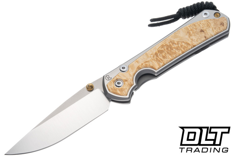Chris Reeve Large Sebenza 31 - Polished Titanium & Blade - Box Elder Inlay - #54