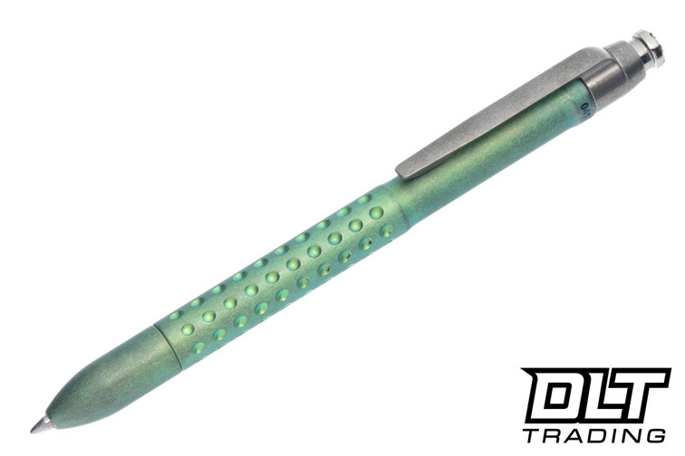 MachineWise ROTA Pen - Green Distress Dimple Titanium - Click Mechanism - #0417