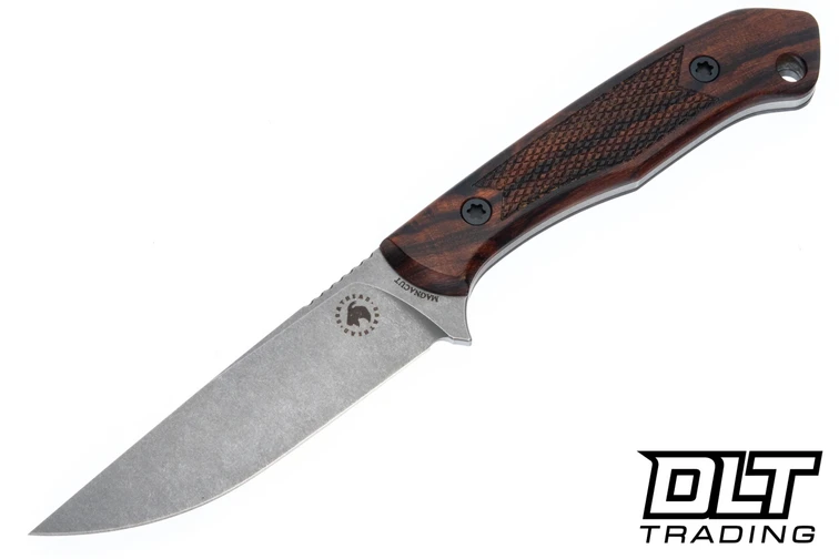 Goathead Knives Hunter 3.5 - Ironwood - Gunstock Checkering Pattern - Sandblasted Stonewash MagnaCut Blade #4
