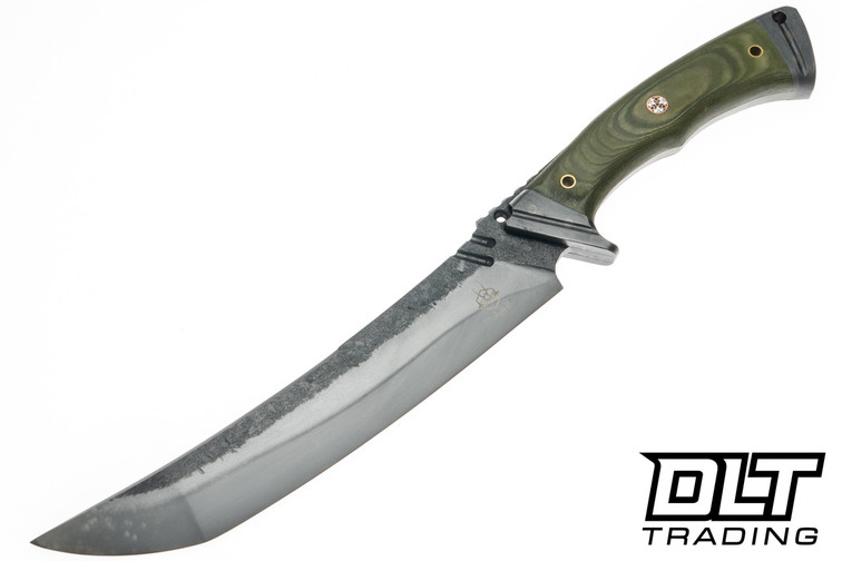 Shade Indonesia Little Ronin - OD Green Micarta - Darkwash Brute de Forge Hand Forged 5160 Blade #1