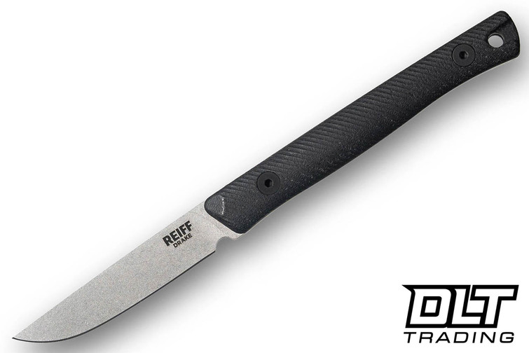 Reiff Drake - Full Flat Grind - Stonewashed MagnaCut Blade - Black Canvas Micarta