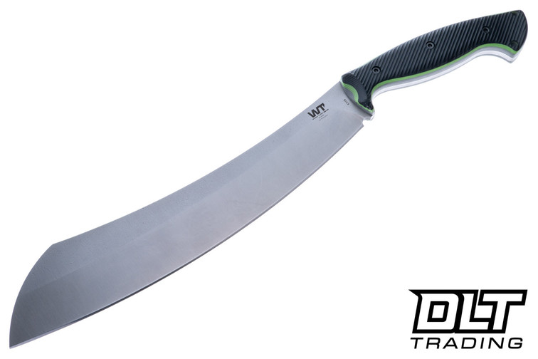 WTG Borneo - K329 Satin Blade - Black G-10 Textured Grip - Neon Green & Gray Liners - Black Kydex
