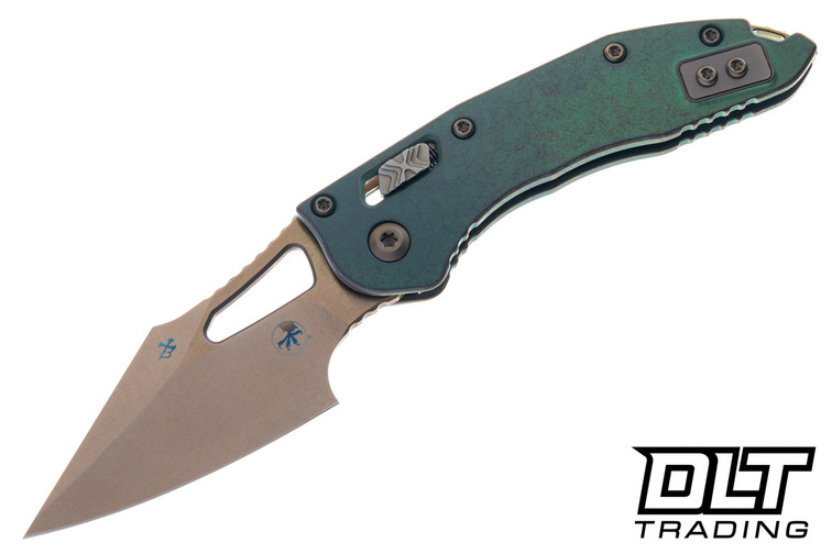 Microtech Mini Stitch Ram-Lok - Antique Green Anodized Titanium - Bronze Accents - Bronzed Stonewashed Blade - Marfione Select - 169MRL-13MS1
