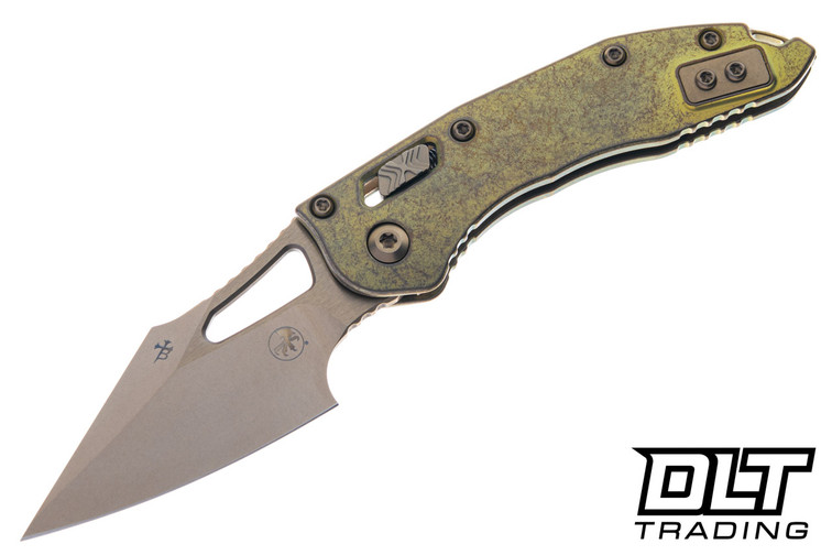 Microtech Mini Stitch Ram-Lok - Antique Gold Anodized Titanium - Bronze Accents - Bronzed Stonewashed Blade - Marfione Select - 169MRL-13MS2
