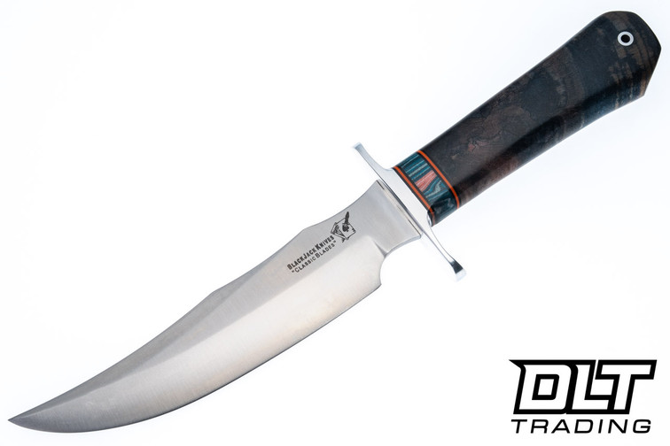 Blade Raid Blackjack Knives Model MK-4 Blue & Rose Spalted Maple Burl - IBN Damacarta Spacer