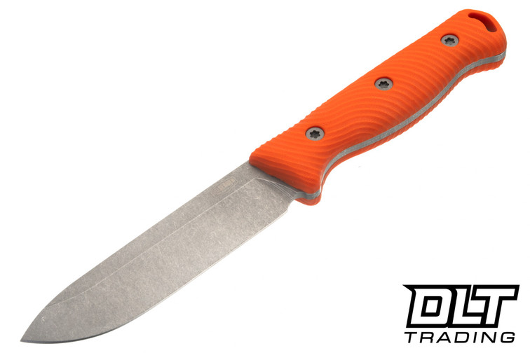 Hellbender Mudpup 5 Gen 2 - Orange G-10 - Tumbled MagnaCut Blade - Kydex Sheath