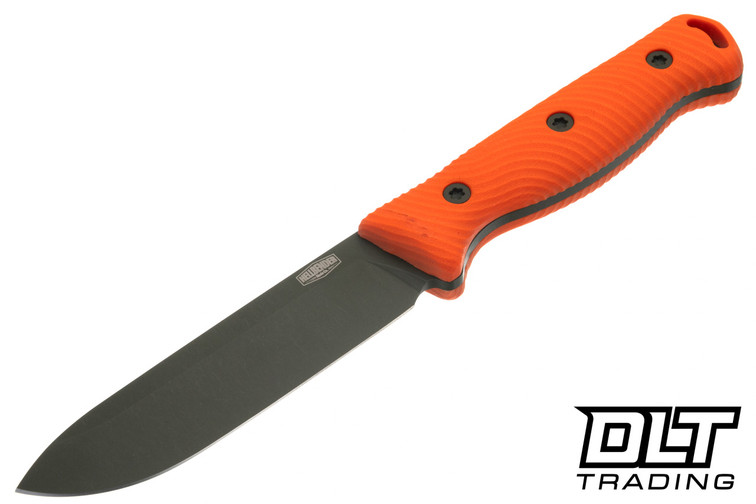 Hellbender Mudpup 5 Gen 2 - Orange G-10 - OD Cerakote MagnaCut Blade - Leather Sheath