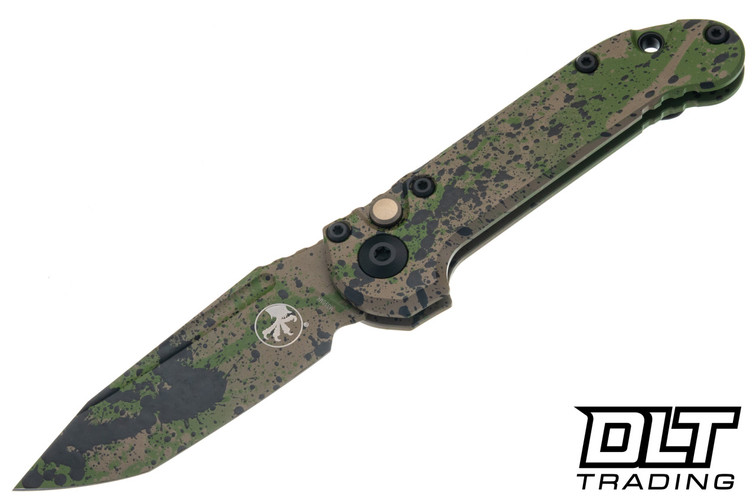 Microtech LUDT Gen III T/E - OD Green & Tan Handle - Black Splatter Blade - Signature Series - 1136S-1ODTABKSPLS