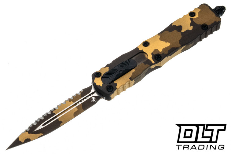 Microtech Dirac D/E - Gold Camo Handle - Gold Camo Blade - 225-3GCS-Z4
