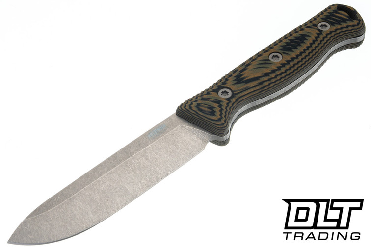 Hellbender Mudpup 5 Gen 2 - Black OD & FDE G-10 - Tumbled MagnaCut Blade - Kydex Sheath