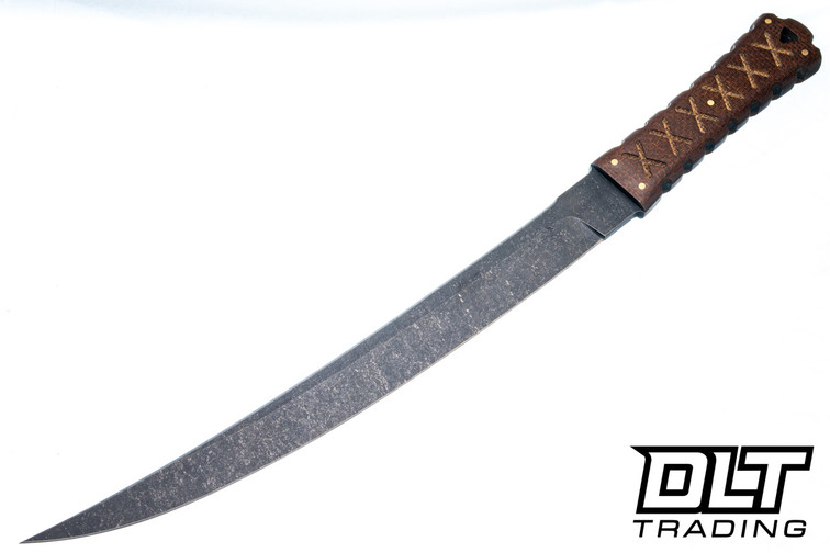Williams Blade Design Shobu Zukuri Wakizashi "Hisshou" - Burlap Micarta - Blackwash 80CrV2 Blade - SZW-002