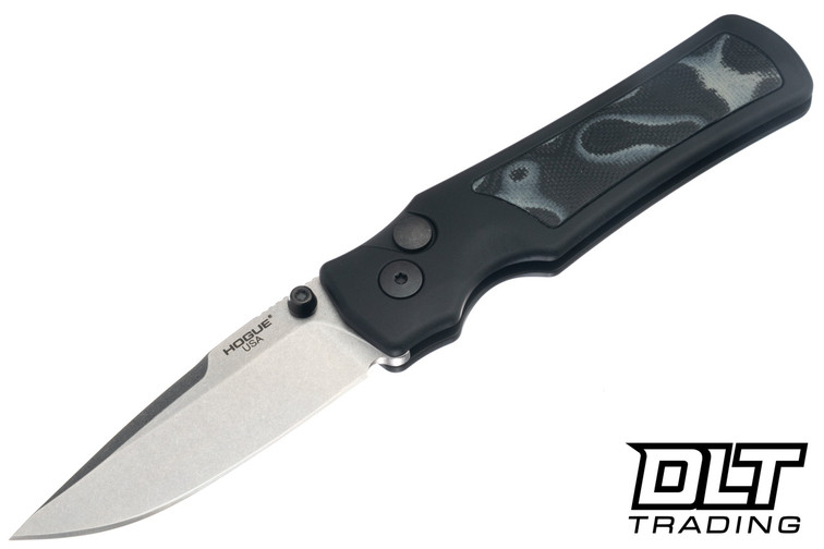 Hogue Saxum Manual - Matte Black Aluminum with G-Mascus G-10 Inlay - Drop Point Tumbled MagnaCut Blade