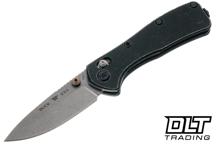 Buck Mini Range - Trail Worn Dark Green Anodized Aluminum - Stonewash MagnaCut Blade - 790GRS2