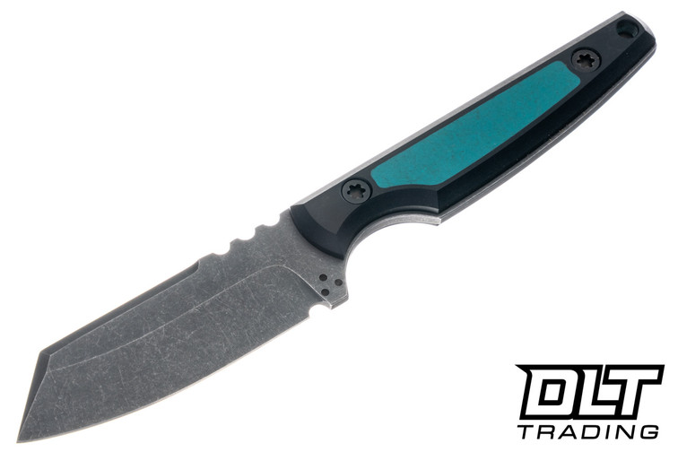 North Edge Tools Nomad - Black Richlite with Aqua Green Glass Inlay - Acid Wash MagnaCut Blade