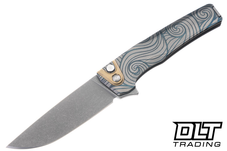MachineWise Sonora - Brass Bolster - Ripple Texture Titanium - Swirl Lazer Etch - Stonewash S90V Blade #2415