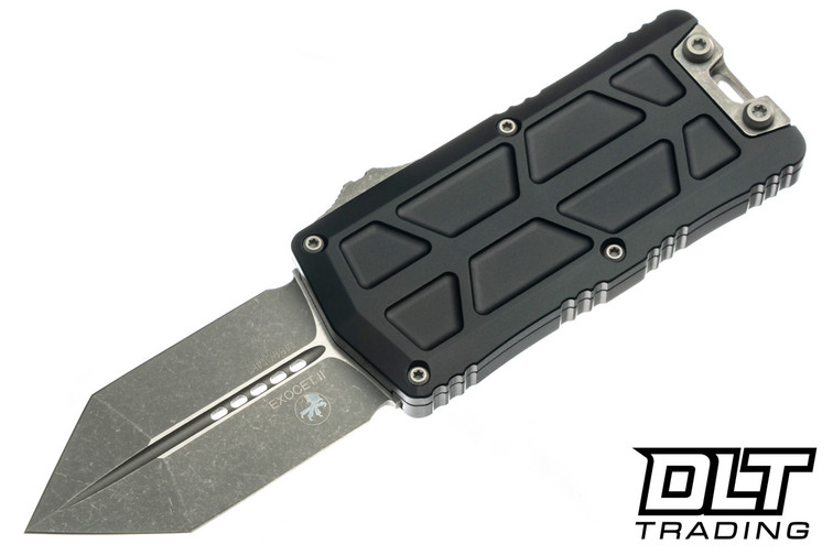 Microtech Exocet II - Black Handle - Apocalyptic Blade - 1155-10AP