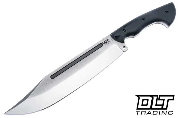 WTG 9" Puzon Wilderness Bowie No Choil - Black G-10 - Satin Blade - Black Kydex