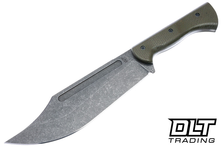 WTG V-44B - OD Green Burlap Micarta - Dark Washed Blade - Black Kydex