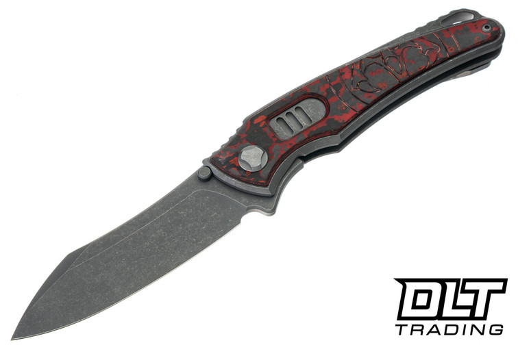 Hawk Talon Auto - Tumbled Titanium - Lava Flow FatCarbon Overlay - Darkwash M390 Blade
