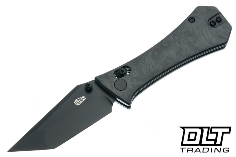 Auxiliary Manufacturing Deadhead Pocket Coffin Tanto Crossbar - Glow Shred Carbon Fiber - Black 19C27 Blade