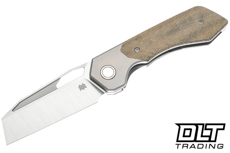 High Grain Designs DeVille R2 - Bead Blasted Ti - Green Canvas Micarta - Two Tone Satin Elmax Blade