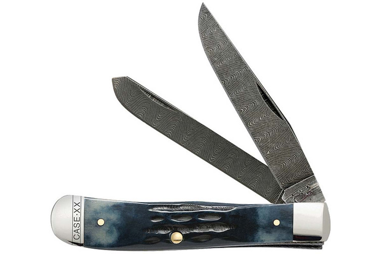 Case Trapper Mediterranean Blue - Damascus Blade