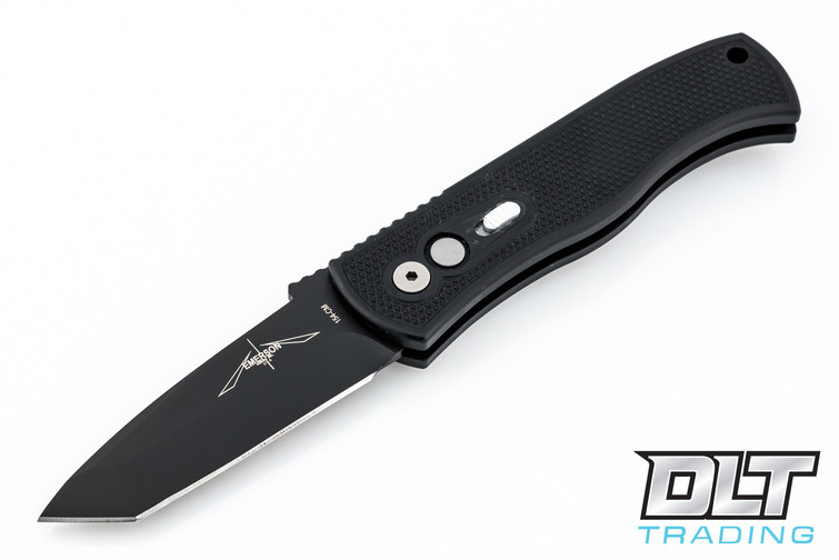 Pro-Tech Emerson CQC7 - Tanto - Black Knurled Handle - Black Blade
