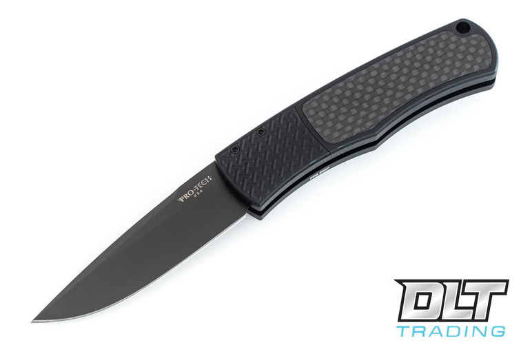 Pro-Tech Magic BR-1 Bolster Release - Carbon Fiber Inlay - Textured Bolster - Black Blade