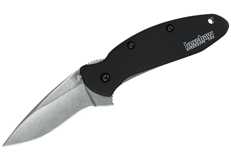 Kershaw 1620SWBLK Scallion - Stonewashed Blade - Black handle