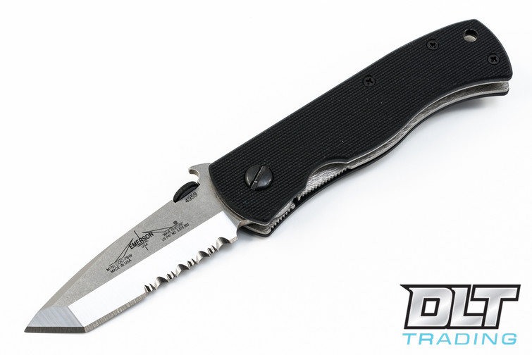 Emerson Mini CQC-7BW - Stonewashed Blade - Partially Serrated - Wave Feature