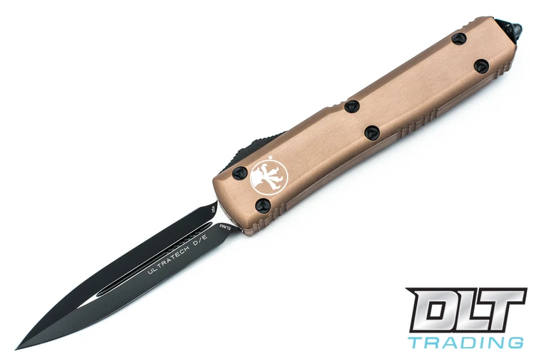 Microtech 122-1TA Ultratech D/E - Tan Handle - Contoured - Black Blade