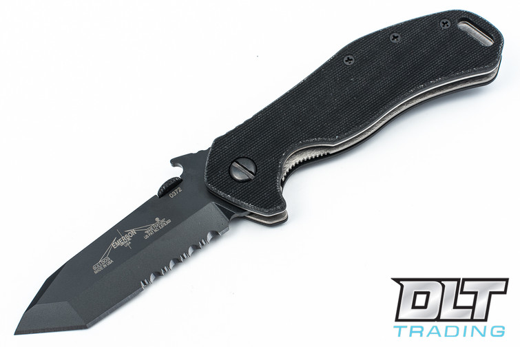 Emerson Bulldog - Black Blade - Partially Serrated - Wave Feature