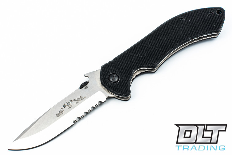Emerson Journeyman - Stonewashed Blade - Partially Serrated - Wave Feature