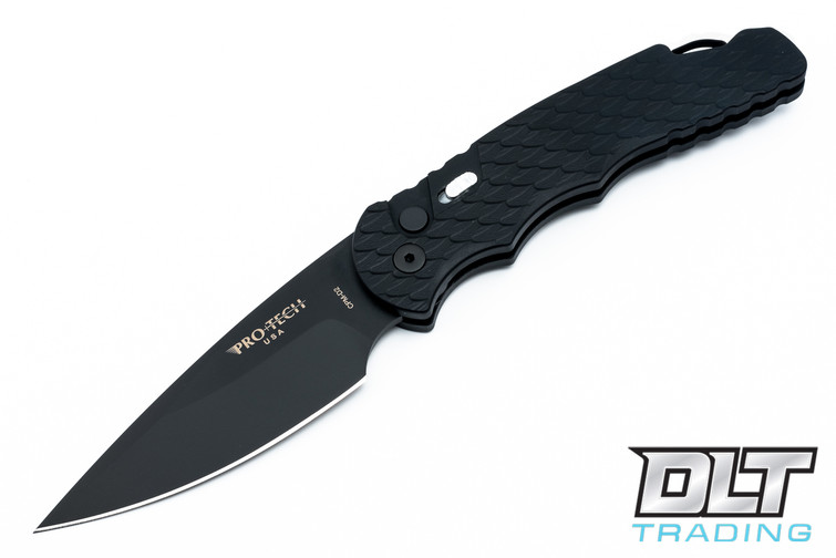 Pro-Tech TR-4 - Black Handle - Feather Texture - DLC Blade