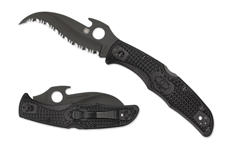 Spyderco C12SBBK2W Matriarch 2 Lightweight Emerson Opening Black Blade Fully Serrated