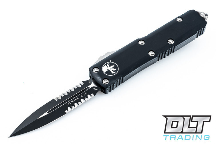 Microtech 232-2 UTX-85 D/E - Black Handle - Contoured - Black Blade - Partial Serrations