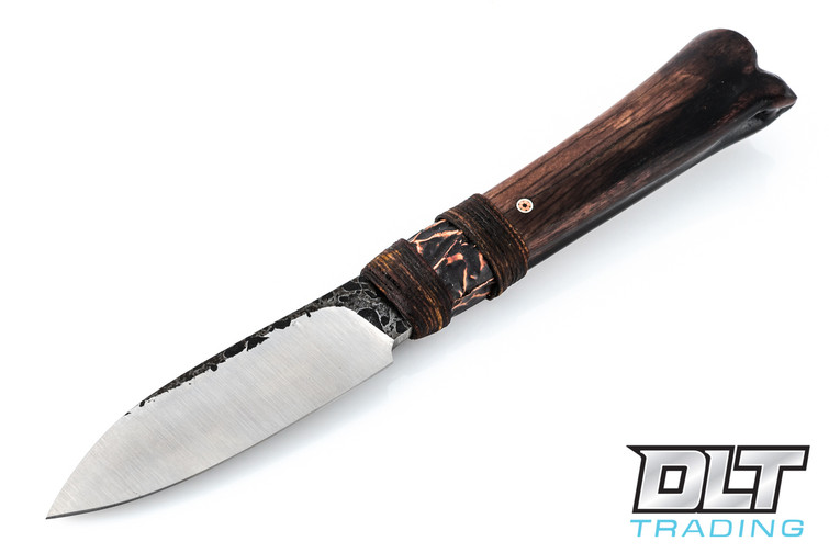W.A Surls Spearpoint Trapper - Kudu Bone - Copper & Rawhide Wrap