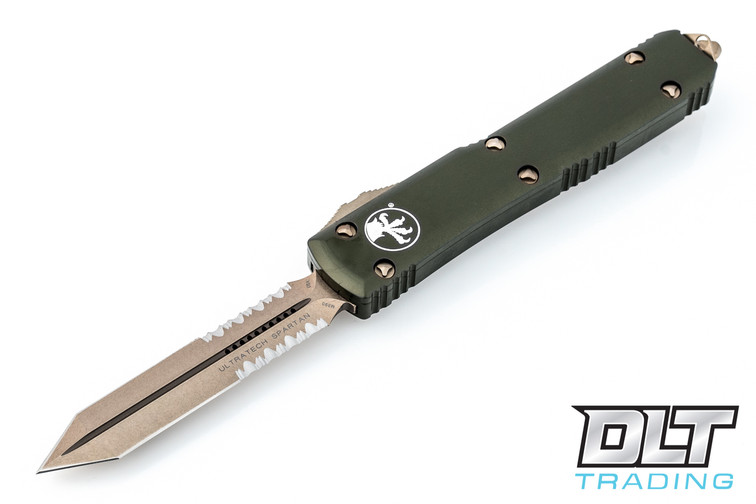 Microtech 223-14OD Ultratech Spartan D/E - Green Handle - Bronze Blade - Partial Serrations