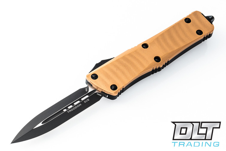 Microtech 138-1GTTA Troodon D/E - Tan G-10 Handle - Black Blade