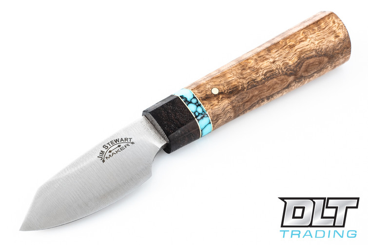 Bark River Custom Shop - Nihon Utility - Curly Oak - Macasser Ebony Ferrule - Brass & Turquoise Accents