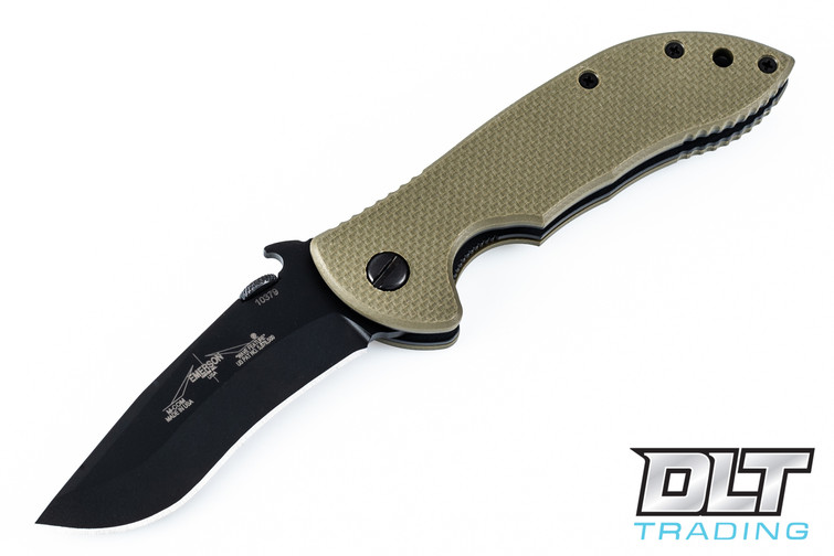 Emerson Mini Commander - Black Blade - OD Green G-10 - Wave Feature